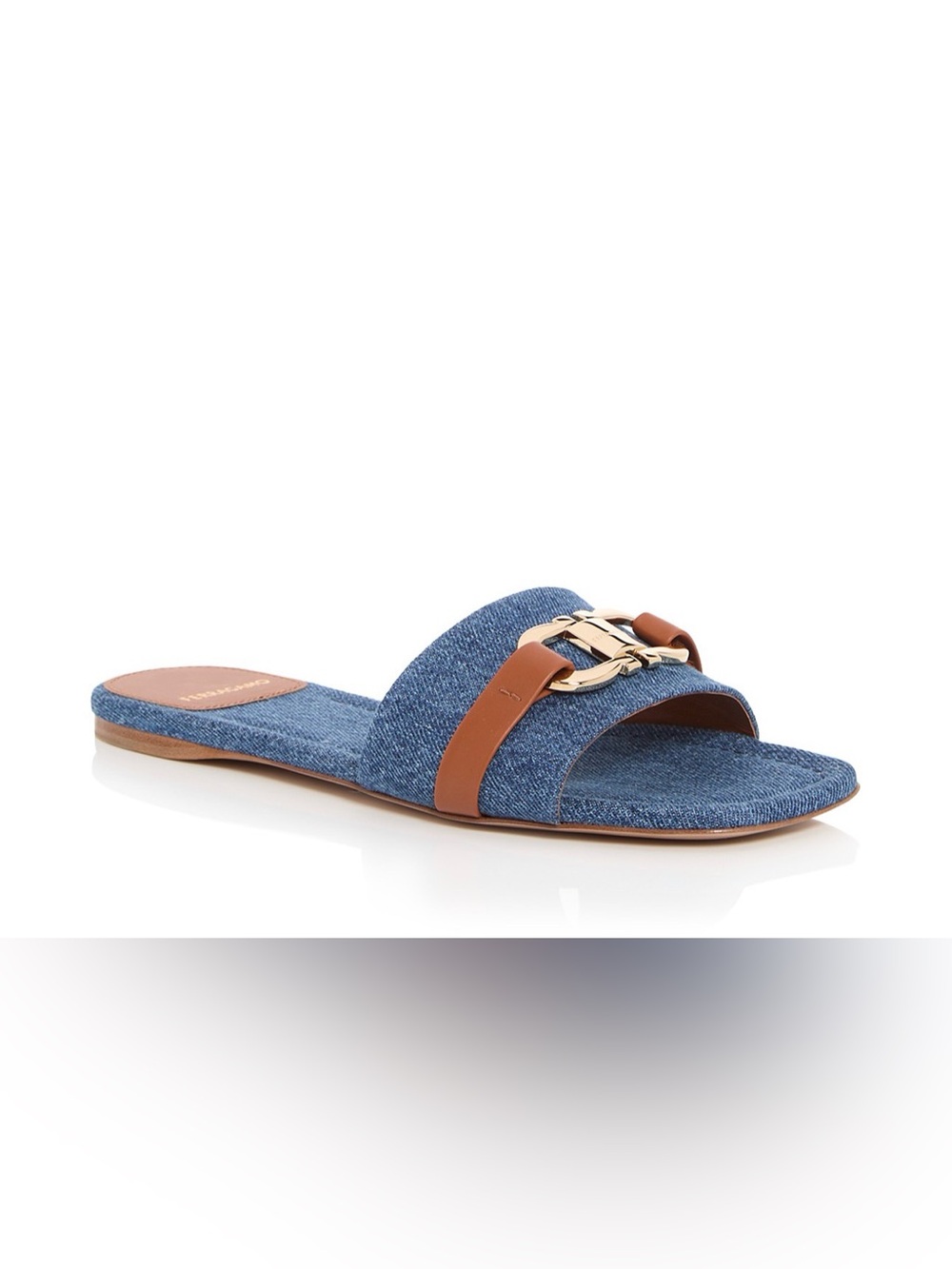 Ferragamo Leah Denim Slide Sandals Size 8.5 C